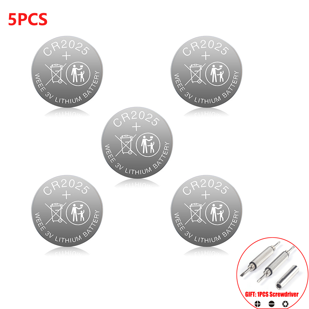 CR2025 Battery CR 3V Lithium Battery DL2025 BR2025 KCR2025 For Car Remote Control Watch Button Coin Cells: black