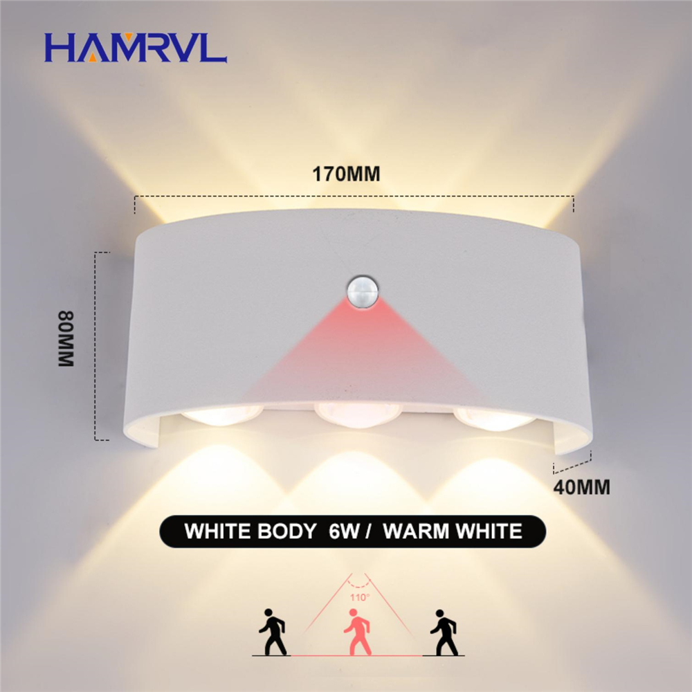 Outdoor Lighting LED PIR Motion Sensor Waterproof Wall Light 8W AC90-260V Modern Wall Lamp Garden Light Fixture Outside Building