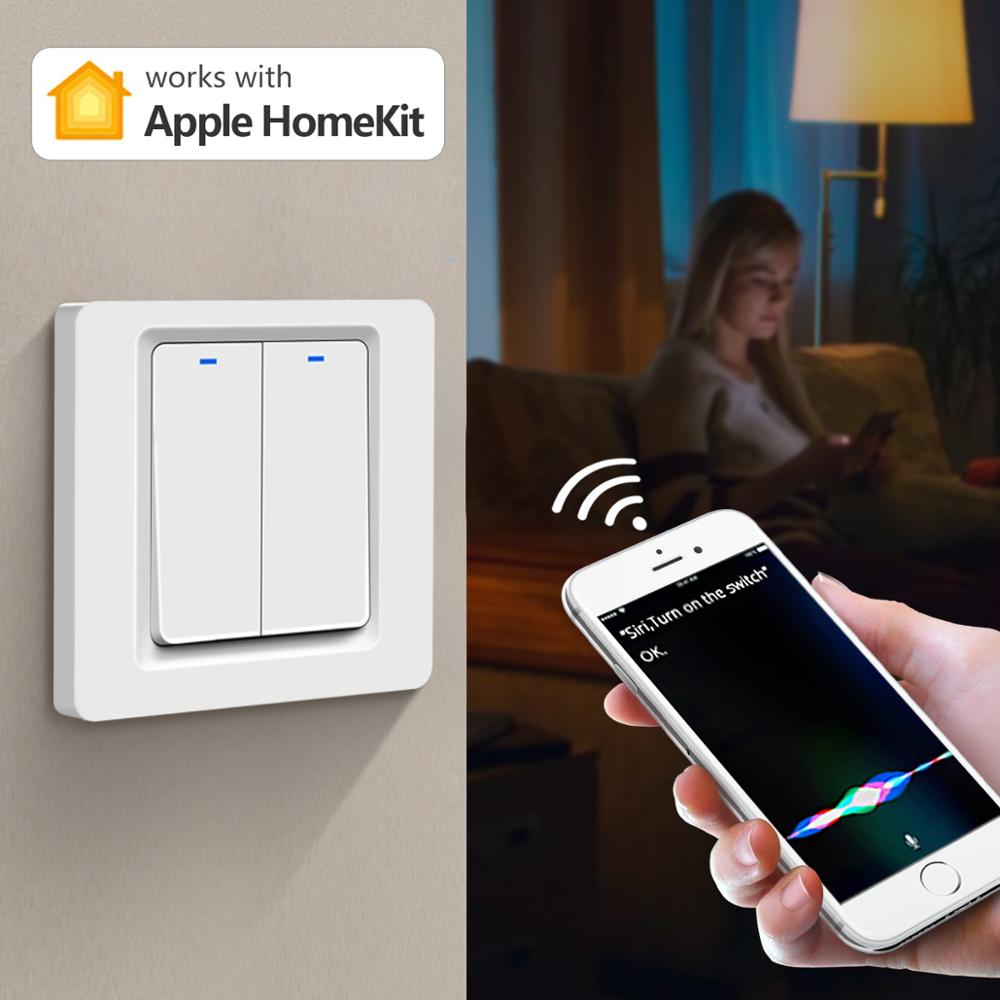 Homekit APP Smart WiFi interrupteur mural lumière 1/2/3 Gang bricolage bouton poussoir sans fil Siri panneau de commande vocale fonctionne avec le système IOS