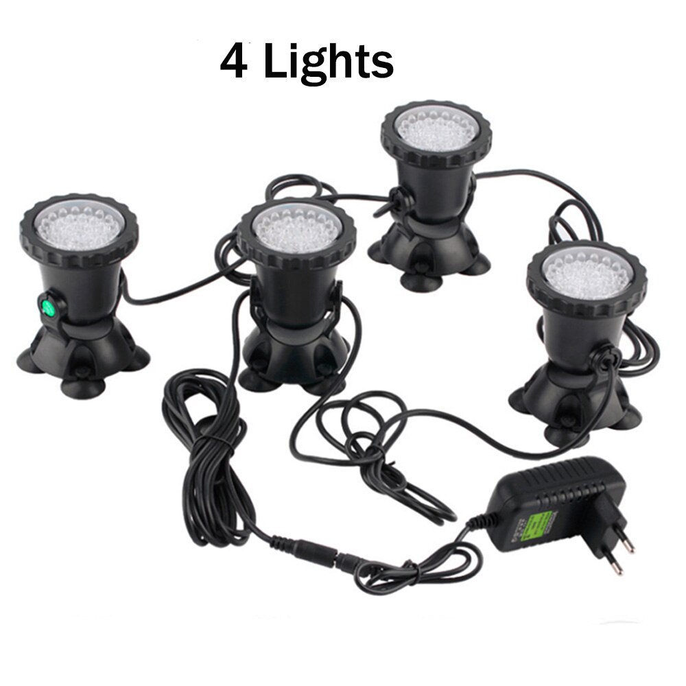 Spot lumineux submergé, étanche conforme à la norme IP68, éclairage submergé, idéal pour un Aquarium, une fontaine, une piscine ou un étang, 36 V, rvb: 4 Lights No Remote