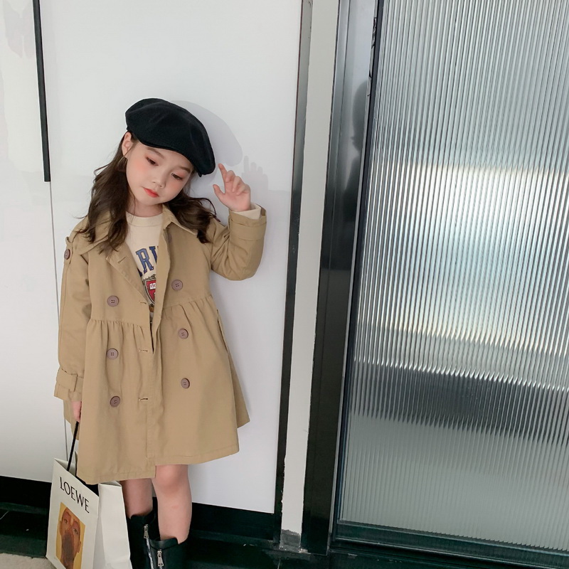 koreanische Stil Neue Frühling Mädchen Graben Khaki Lange Ärmel Mantel Nette Stil Outwear Kinder Kleidung E067
