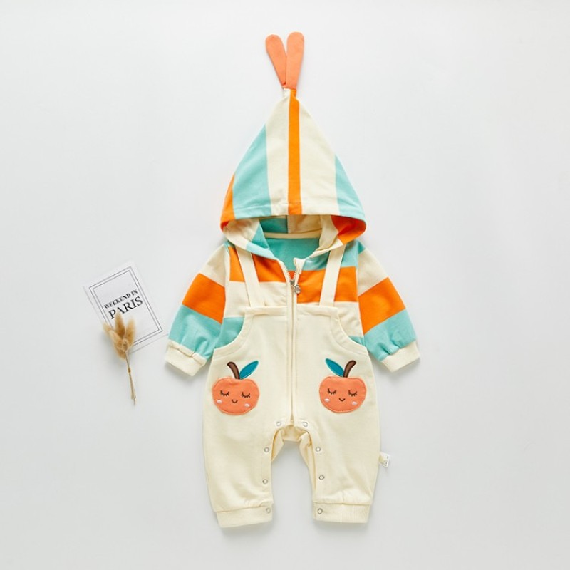 HIPAC Newborn Baby Girls Boys Romper Striped Long Sleeve Jumpsuit Infant Babies Clothes Outfits Pure Cotton Cartoon Jackets