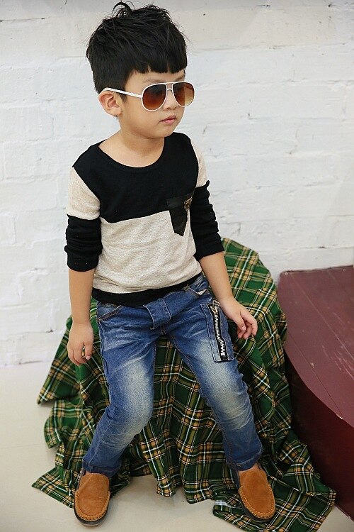 Kinder tops tees kinder t-shirts für jungen langarm t shirts leopard panther baby Size100 ~ 150 junge frühling herbst kleidung