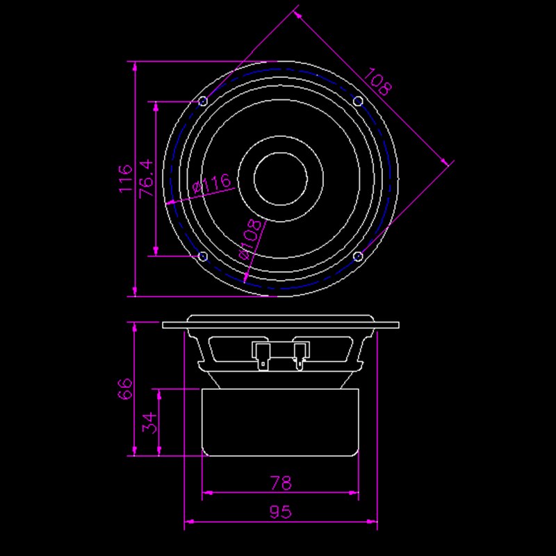 Huippuluokan 4 tuuman 8 ohmin /4 ohmin täyden taajuuden hifi diskantti-mediaani-basso-tasaus kaiutin kuume kotikaiuttimet