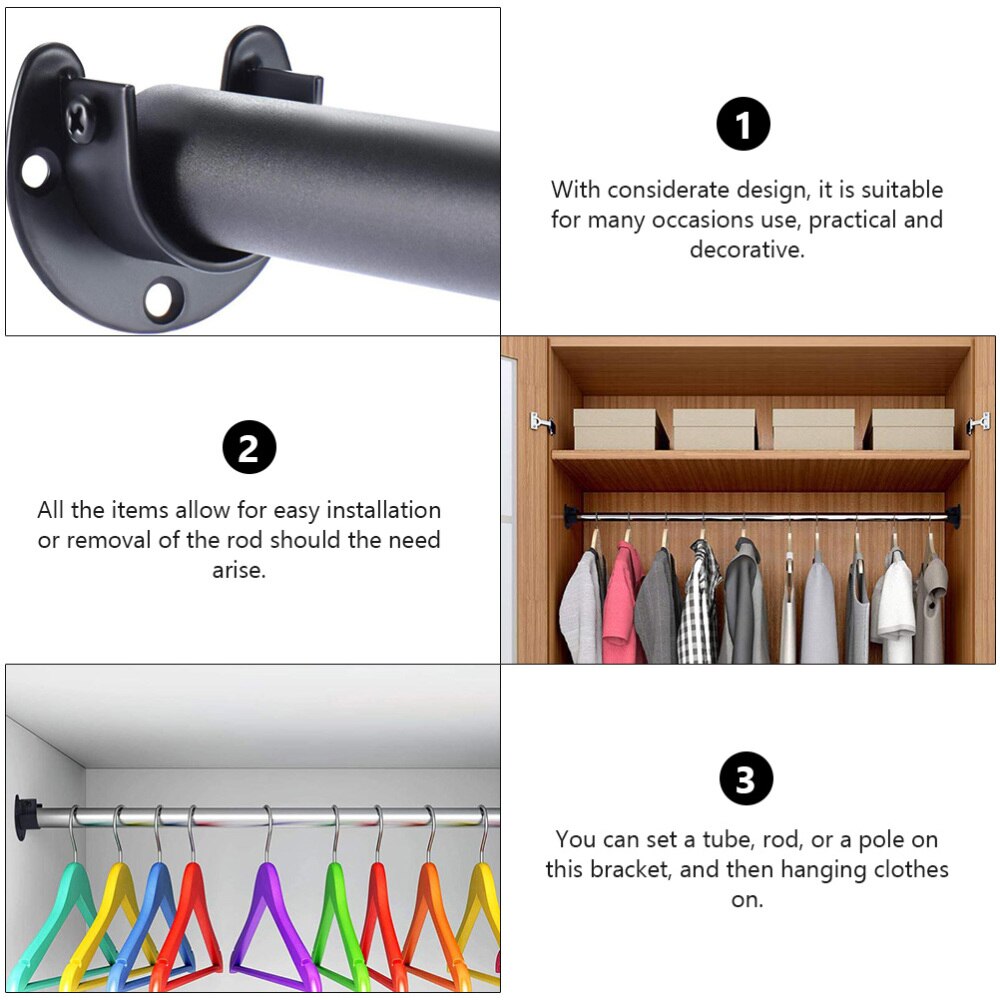 1Set Shower Curtain Rod Socket Closet Pole Socket Rod Base Pole Socket Home Supply for Bathroom Installation