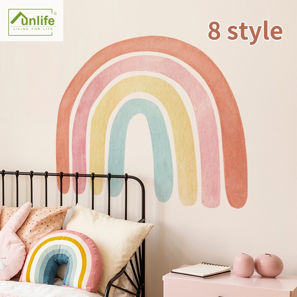 Funlife® akvarell rainbow plantskola blomma regnbåge väggklistermärken avtagbar tapet för badrum kök backsplash väggdekor