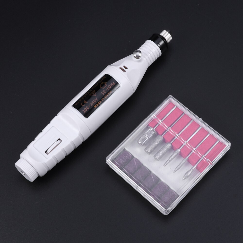 1 set nagelvijl mini draagbare duurzame elektrische nagelvijl nagelkunstgereedschap nagelpolijstmachine voor thuis: Wit