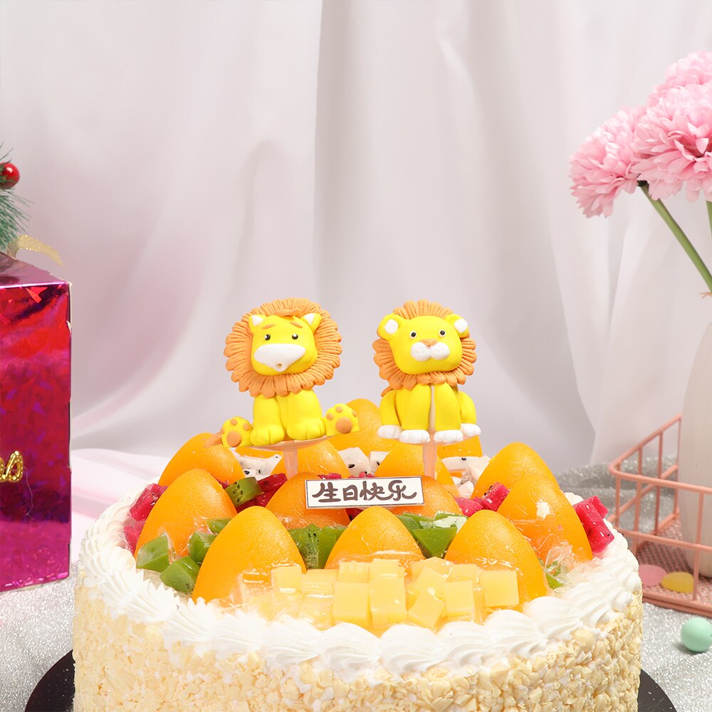 1pcs Party Cake Topper Monkey Giraffe Tiger Lion Cupcake Toppers Baking Animal for Kid's Birthday Cakes Decoration Wedding