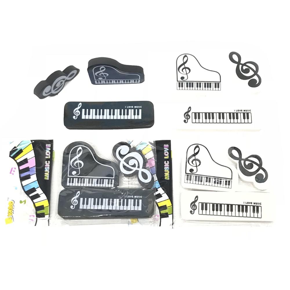 3 st / set musikaliska pianotoner gummi penna suddgummi skolelever koreanska brevpapper korrigering leveranser för barn