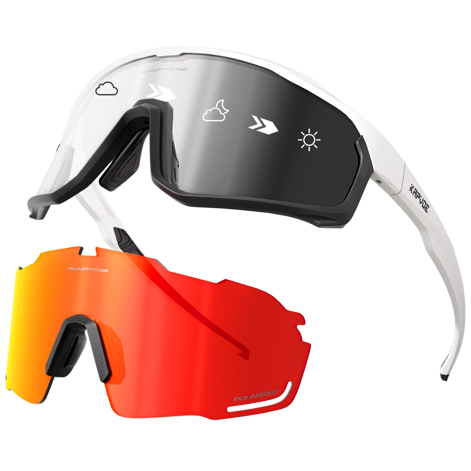 Kapvoe fotokromatiska cykelsolglasögon för män cykelglasögon herr mtb mountainbike cykelglasögon glasögon kvinnor sport  uv400: Lila