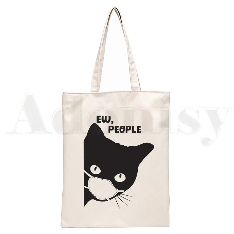 Ew Mensen Kat Handtassen Schoudertassen Casual Winkelen Meisjes Handtas Vrouwen Elegante Canvas Tas: GRIJS