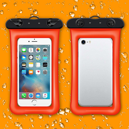 Universal gennemsigtig vandtæt taske mobiltelefon taske til 3.5 to 6 tommer telefon bærbar drifting snorkling svømning tilbehør: Orange