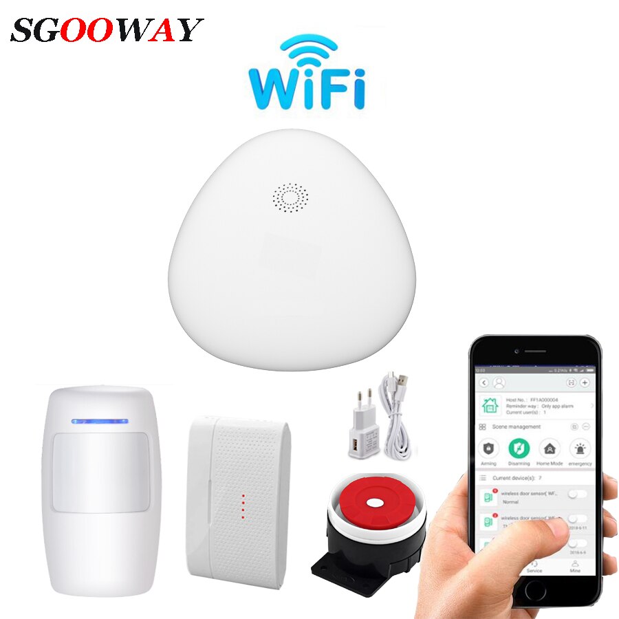 Sgooway Wifi Alarm System Door Security Alarm Magnetic Switch Wireless Window Door Opening Sensor: Army Green
