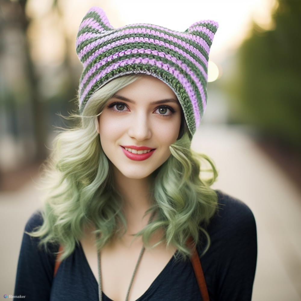 Corchet Cute Cat Ears Beanie Hat for Women Winter Striped Korean Y2K HipHop Cosplay Knitted Streetwear Men Skullies