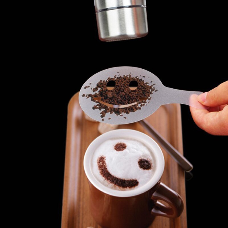 16 stuks koffiesjablonen, filter, koffiezetapparaat, cappuccino, koffie, barista-mal, sjablonen, bloemenstempel, spuitbus, bakgereedschap