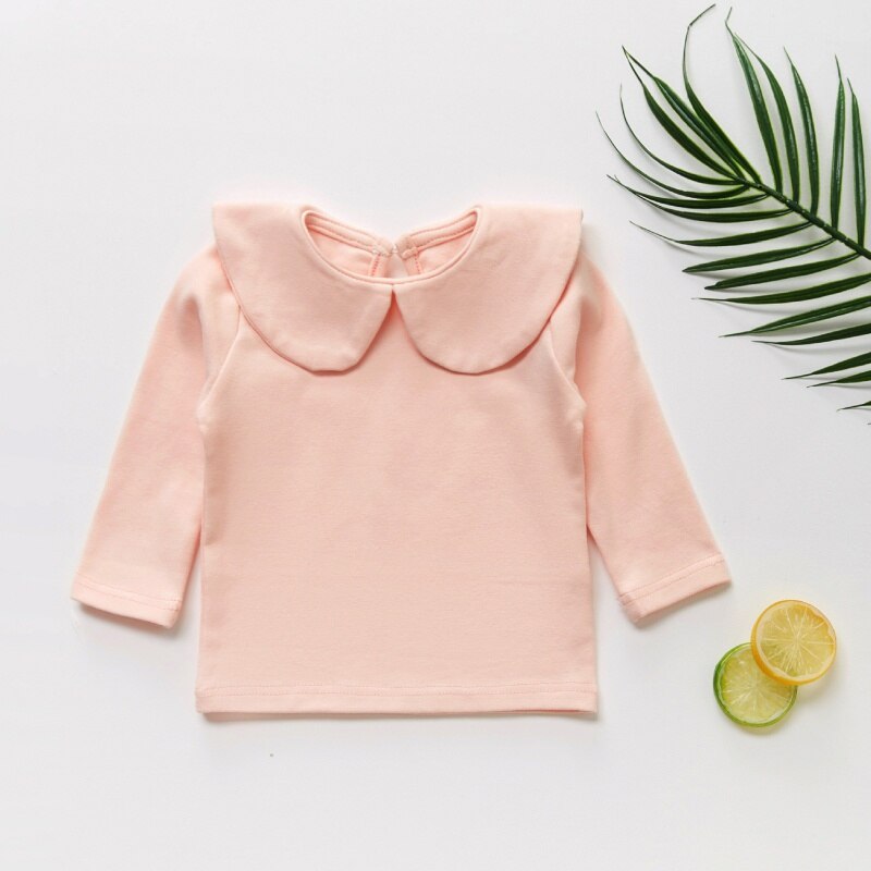 Baby Meisjes T-shirts Met Lange Mouwen Tops Katoen Casual Prinses Blouse Lente Herfst Peuter Solid Tops Meisjes Casual Kleding