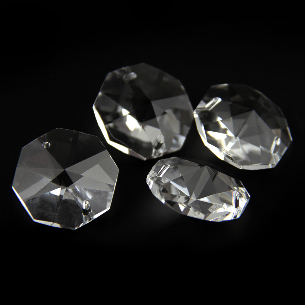 10 st/lot 28mm 2 hål kristall oktagon pärlor kristall ljuskrona prism pärlor