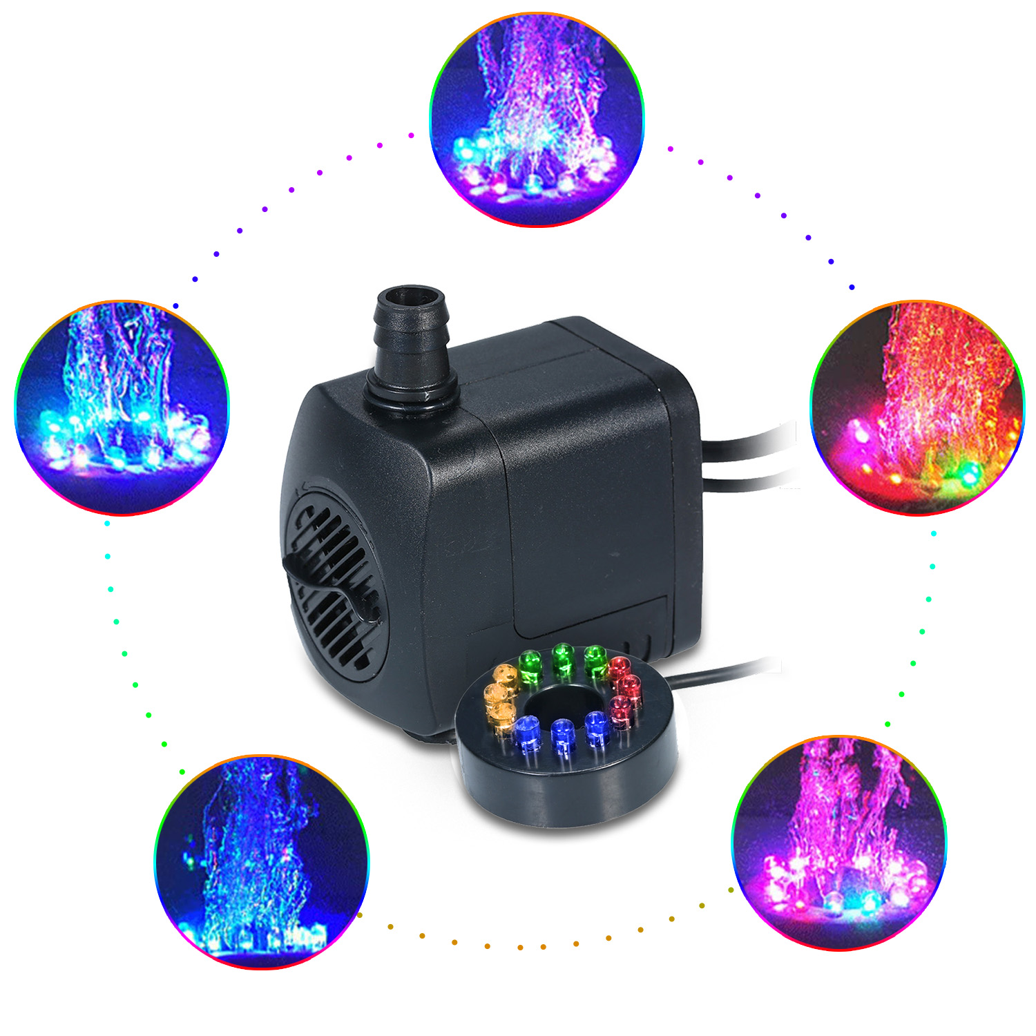 Led ljus dränkbar pump 800l/ h ultratyst akvarium damm tank pool vatten fontän pump uk au us eu plug för pool akvarium