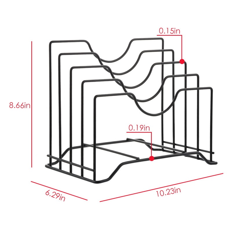 1pc Kitchen Shelf Pan Rack Cutting Board Holder Storage Pot Lid Organizer Stands Tapas Cover Stand Iron Dish Rack #3