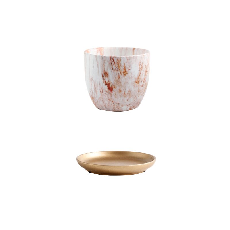 Modern Ceramic Plant Pots Flower Pot Outdoor Indoor Garden Planters Plant Containers With Drain Hole and Saucer Home Decoration: Red / 18x18x15cm