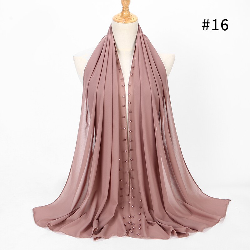 Parel Sjaal Big Size Solider Kleur Bubble Chiffon Sjaal Effen Sjaals Hijab Moslim Sjaal: 16