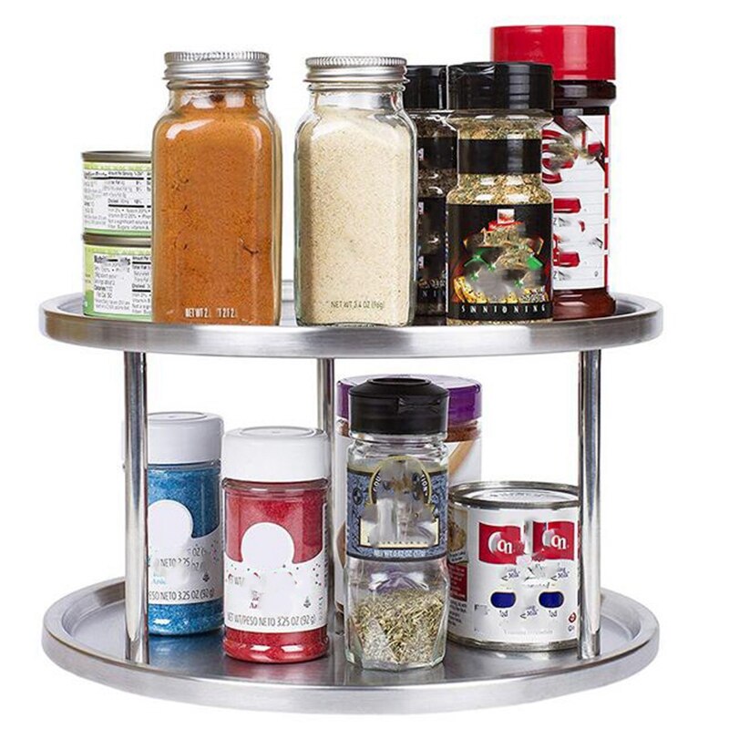 Spice Rack Stainless Steel Organizer Tray 360 Degr... – Grandado