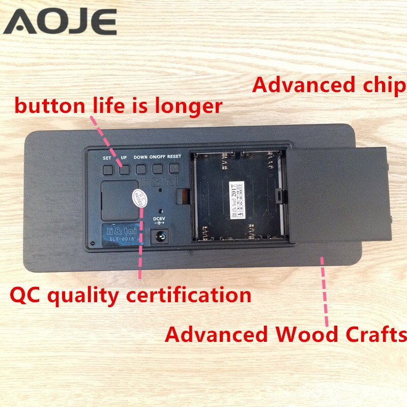 Grote houten klok ongebruikelijke led digitale houten wekker despertador geluid gecontroleerd elektronische klok desktop 21*9*5cm