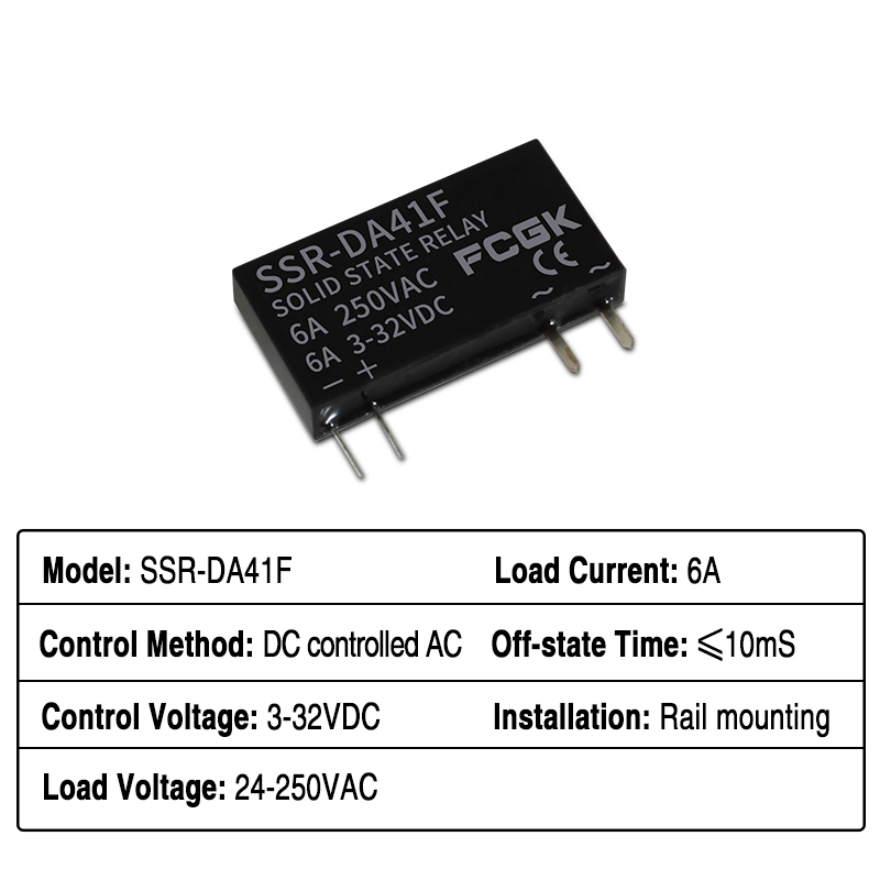 Tyndt relæ ssr -41 fda ssr -41 fdd solid state relæ 6a din-skinne relæ dc-styring ac dc-styring dc