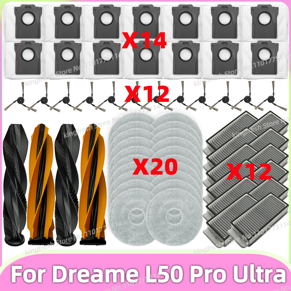 Compatibile con ( Dreame L50 pro ultra / Dreame X50 ultra / Dreame X50 maestro ) Parti per Aspirapolvere Rullo Principale Spazzola Laterale Filtro HEPA Panno per Pulizia Sacchetto della Polvere Accessori