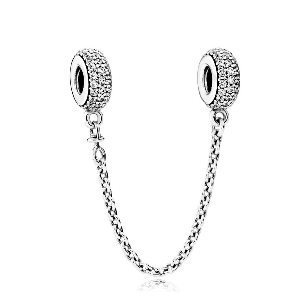 PDB 03 100% 925 sterling silver rose sparkle multi-color arc love sparkling charm safety chain