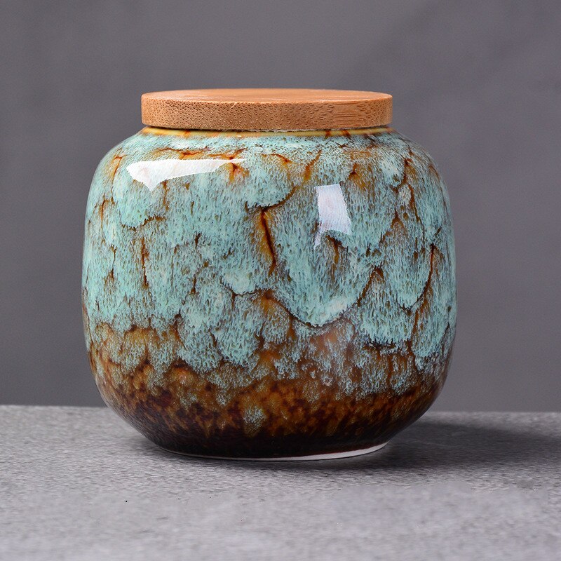 Céramique cuisine boîte à thé rétro Fission couleur thé Caddies conteneurs voyage boîte de rangement pot en porcelaine pour pot de café en poudre ZM720: E