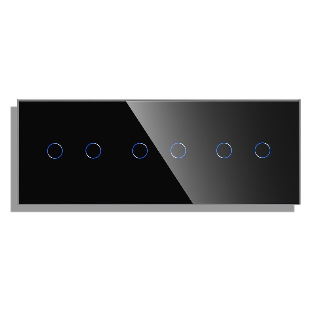86*229mm, Triple gang touch sensor switch panel can match with touch switch function part: Black2