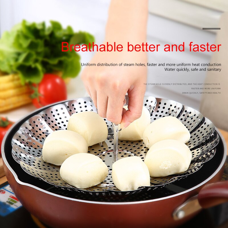 Vaporera plegable de acero inoxidable para verduras, cocina, cesta de frutas y alimentos, rejilla de vapor, utensilios de cocina y utensilios para cocinar a vapor