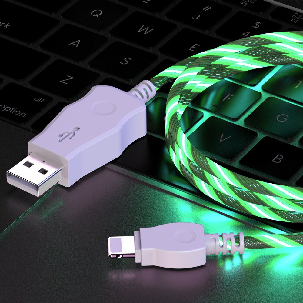 Ładowarka doprowadziło robić transmisji danych kabel USB robić telefonu iPhone 11 zawodowiec X XS Max 6 6S 7 8 plus iPad 5 1M przewód robić telefonu komórkowego szybki przewód robić ładowania: zielony