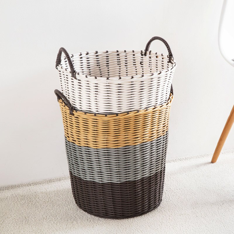 Braided Soft Plastic Washing Clothes Storage Bin Laundry Basket Hamper Holder Organizer With Handle
