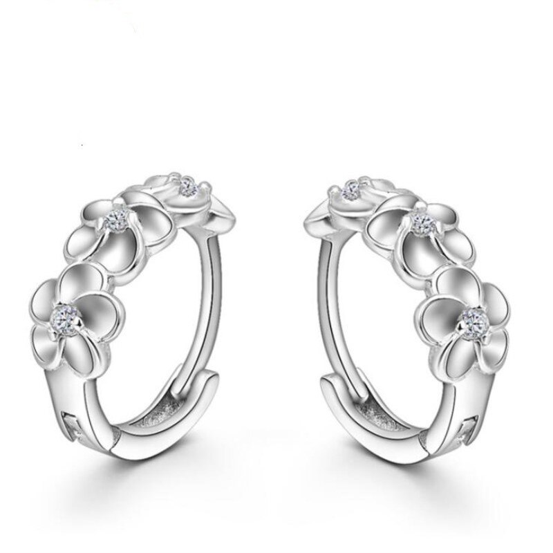 Nouvelle tempérament 925 en argent Sterling plaqué camélia prune cristal sauvage fleurs fraîches balancent boucles d'oreilles SE259