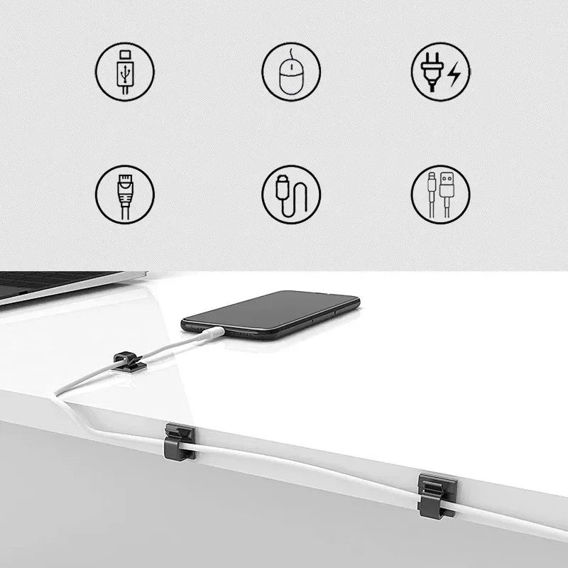 50 SZT. Klipsów do kabli do kamery samochodowej, organizer kabli na deskę rozdzielczą, uchwyt na kabel ładowarki samochodowej, organizer kabli USB