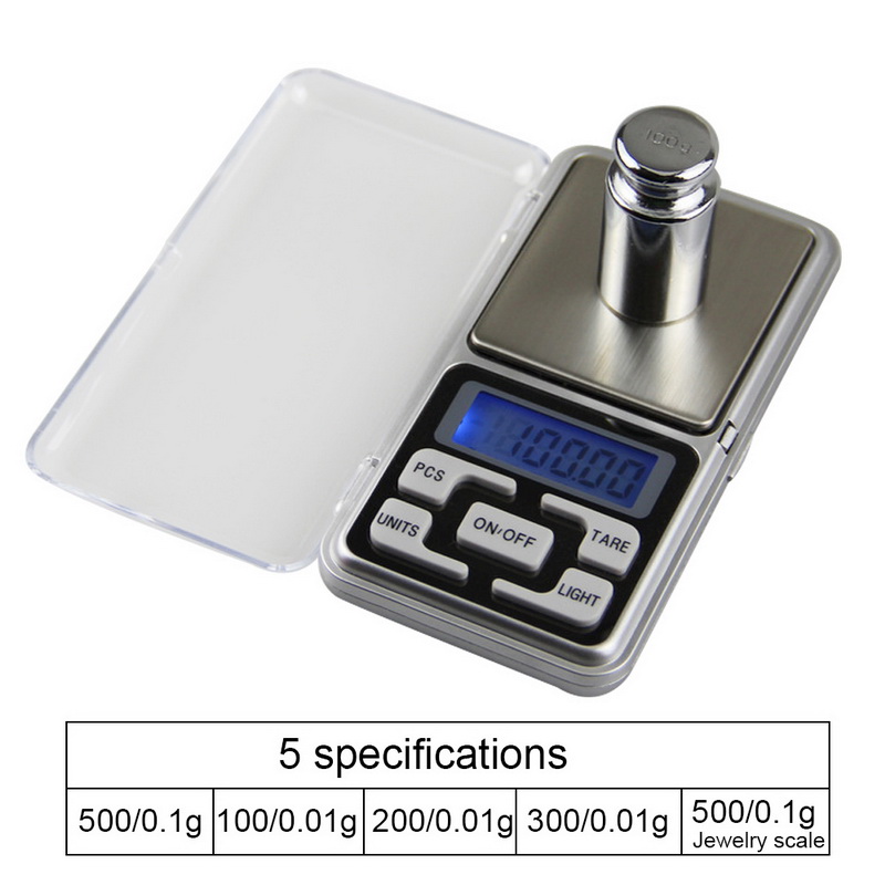 Mini Digitale Weegschaal 100/200/300/500G 0.01/0.1G Hoge Nauwkeurigheid Backlight Elektrische Pocket voor Sieraden Gram Gewicht Voor Keuken