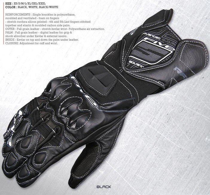 Fem 5 handsker rfx 1 udskrivning racing ridder motorcykel motor off-road anti-fald handsker: Sort / L