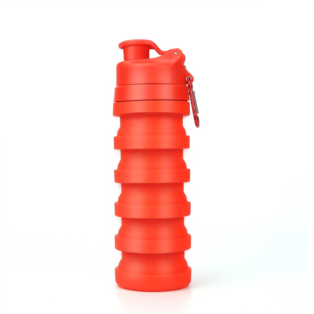 draussen Sport Klapp Wasser Flasche Ich bin Freien Fahrrad Reiten Wasser Flasche Silikon Teleskop Tragbare Wasser Tasse Wasser 2022: rot-500ml