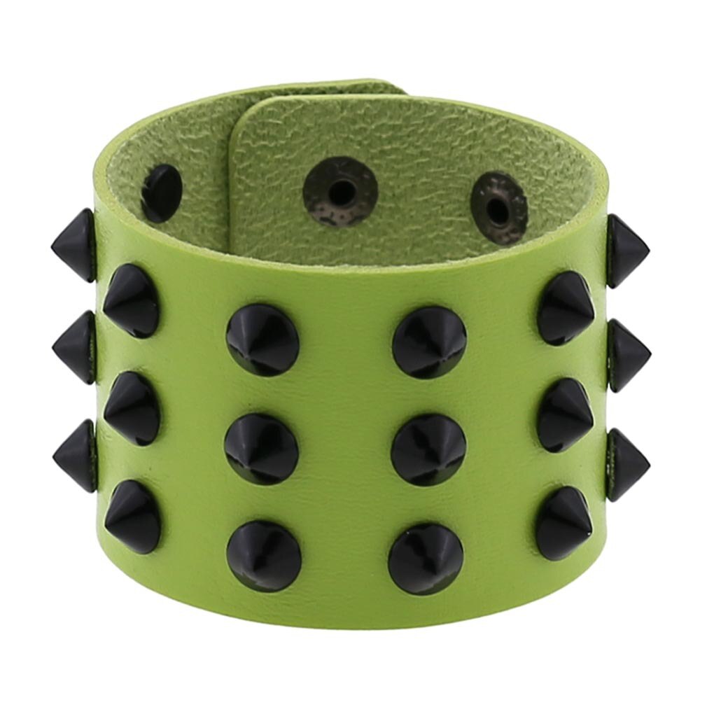 Bracelet gothique Punk Steam pour hommes, noir, blanc, rouge, en cuir pour femmes et hommes, bouton pression, bijoux: Green