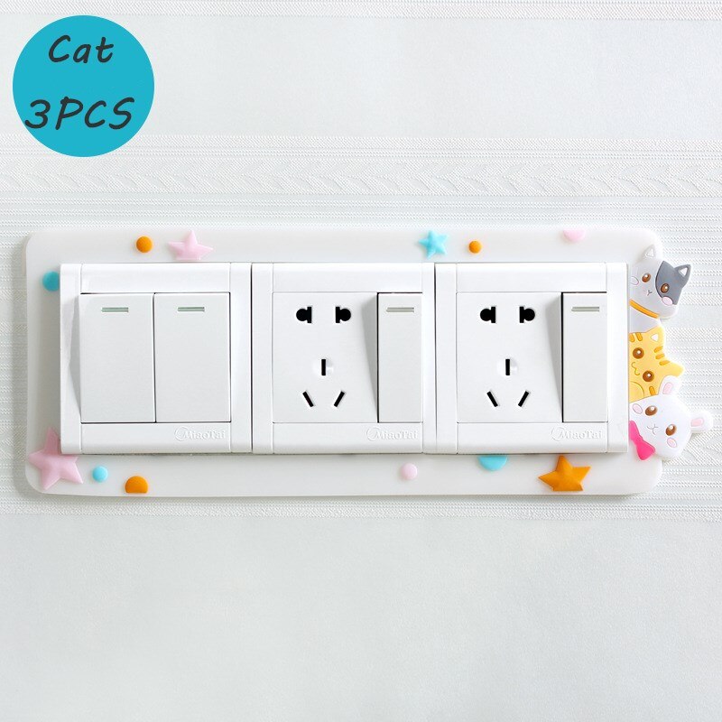 3D Siliconen Aan-uit Schakelaar Sticker Lichtgevende Schakelaar Muurstickers Leuke Cartoon Kinderen Slaapkamer Fluorescerende Schakelaar Home Decoratie: Cat 3 PCS