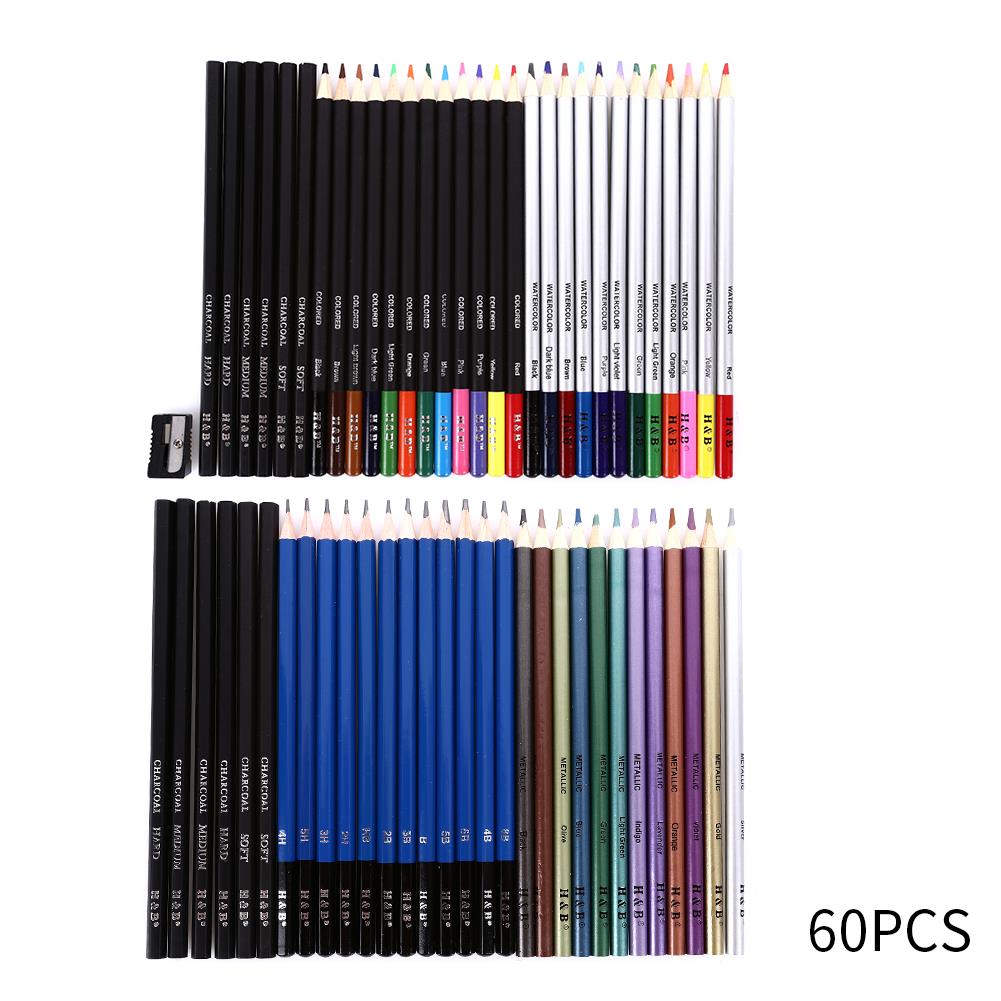 Sketch Pencil Set Sketch Pencil Painting Tool Set Stationery Crafts Student Graffiti Artist Art Supplies Drawing 60pcs Portable