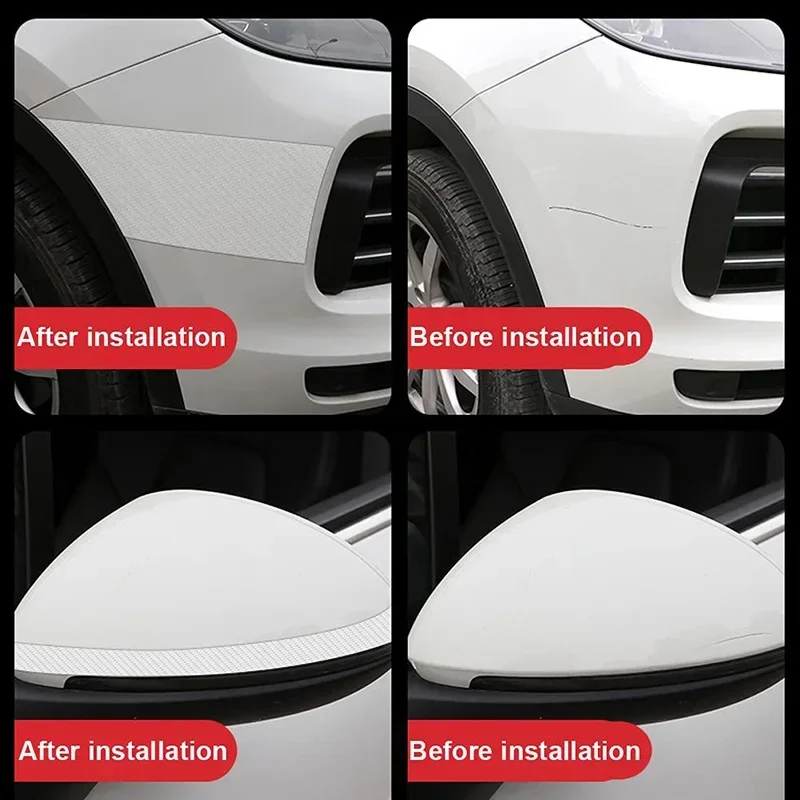 Transparent Carbon Fiber Car Threshold Portector Moulding Strip Trim Bumper Strip Door Sill Film Anti Scratch Guards Car Sticker