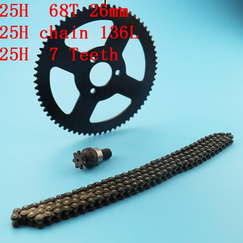 Drive Systeem 25H Ketting (136Links) met 7 Tanden Tandwiel As En 68 Tand (26Mm) tandwiel Fit 47cc 49cc Mini Moto Pocket Bike