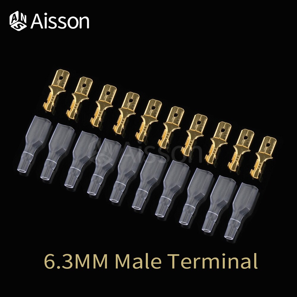 10 Stks/partij 2.8Mm 4.8Mm 6.3Mm De Isolerende Insert Voorjaar Man Vrouw Terminal Van De Plug Met Transparante cover: 6.3mm Male