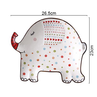 Animal Dishes Ceramic Plates Breakfast Beef Cartoon Cute Dessert Dish Fruit Snack Plate Simple: Elephant