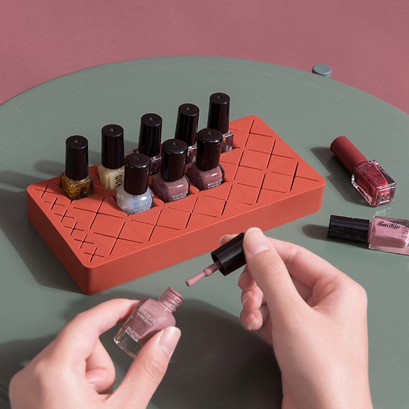 Silikone multiple grid makeup arrangør neglelak arrangør kosmetiske smykkeskrin læbestift holder øjenbryn blyant opbevaring