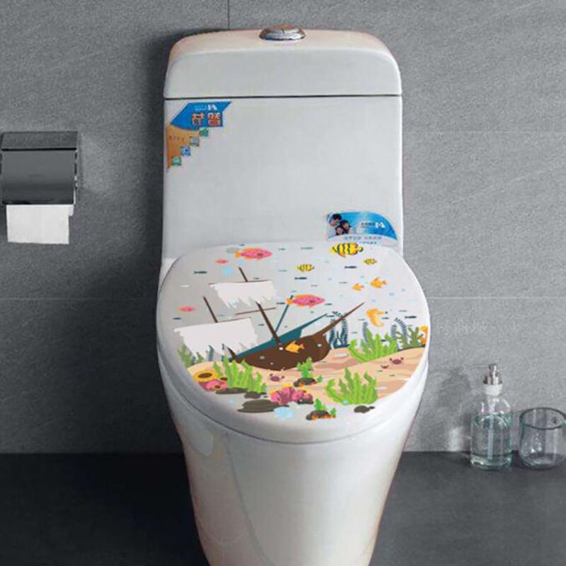 Undervandsverden piratskib vand græs toilet mærkat køleskab skab vindue glas vandtæt boligindretning wallstickers