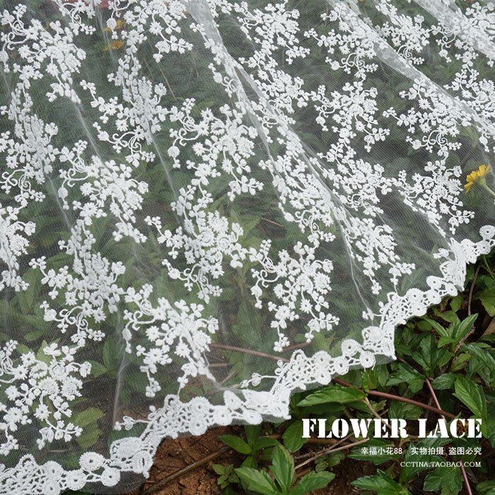 130Cm * 100Cm Wit Wedding Dress Bridal Applique Diy Bruids Hoofdtooi Sjaal Veil Geborduurde Lace Stof Patch: white